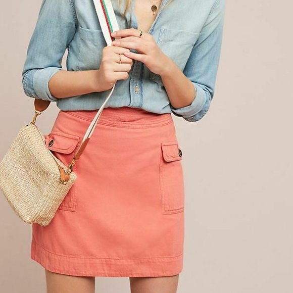Anthropologie Dresses & Skirts - Anthropologie Utility‎ Mini Skirt Cotton Linen Flap